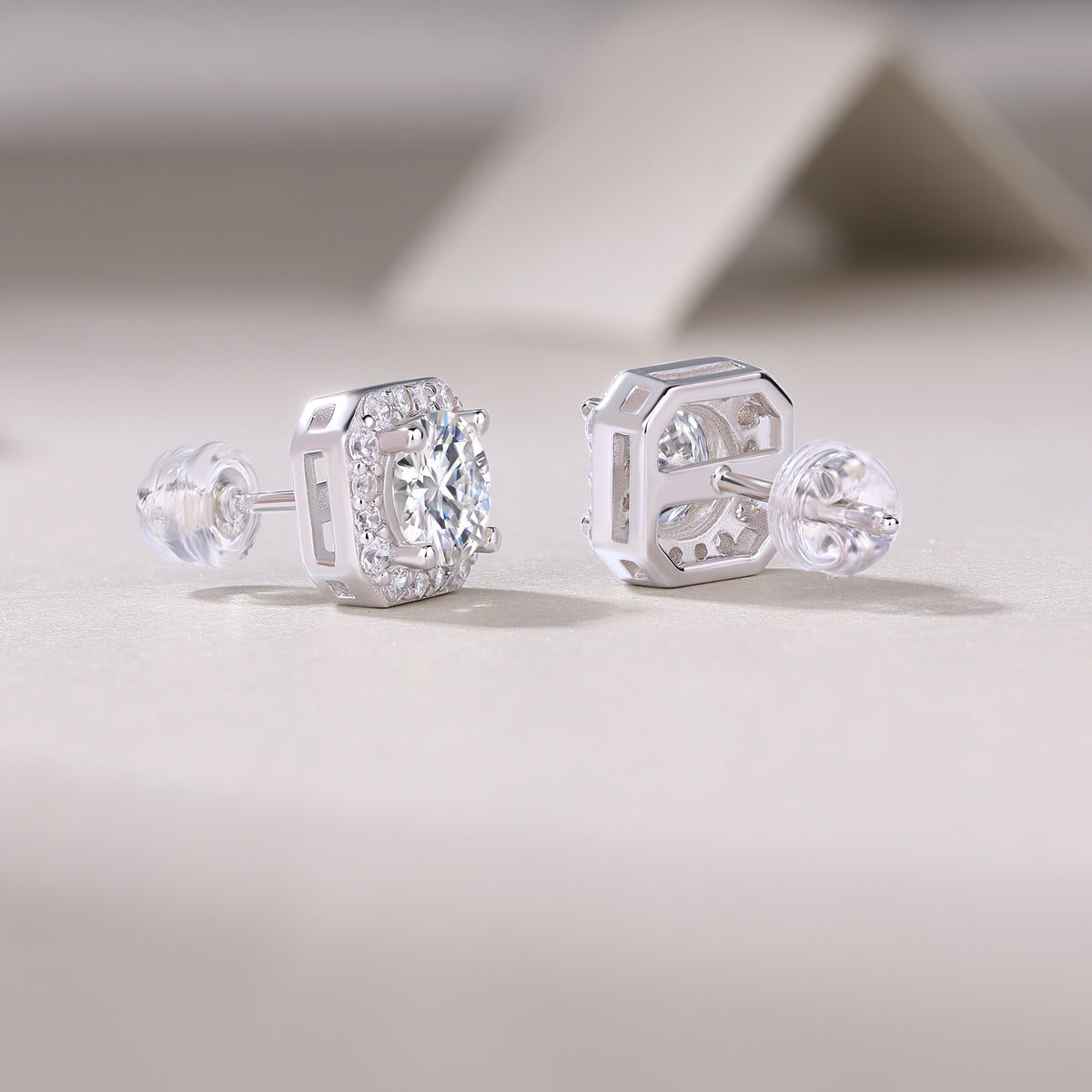 "Rose In The Heart" 1ct Moissanite Studs | Platinum Plated S925
