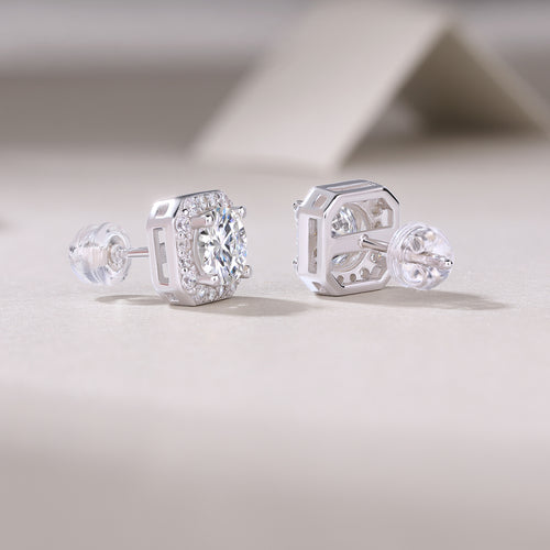 "Rose In The Heart" 1ct Moissanite Studs | Platinum Plated S925