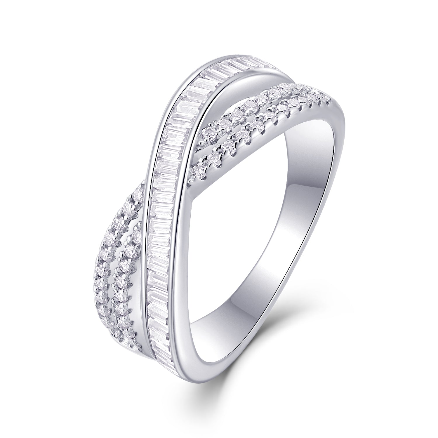 "Intersection" Moissanite Wedding Ring | Platinum Plated S925 💍💎
