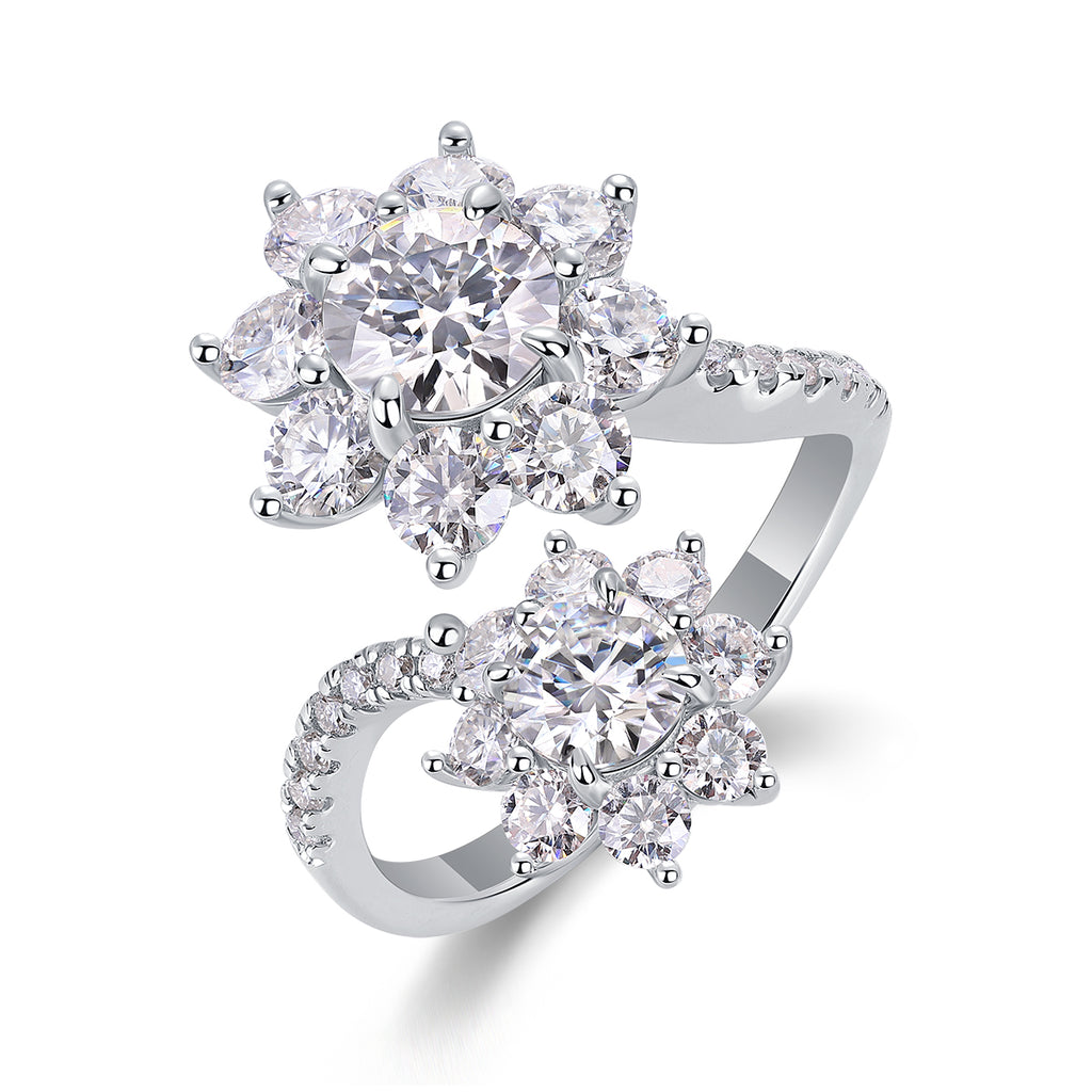 Petal Morning Dew" 1ct Moissanite Wedding Ring | Platinum Plated S925 Silver