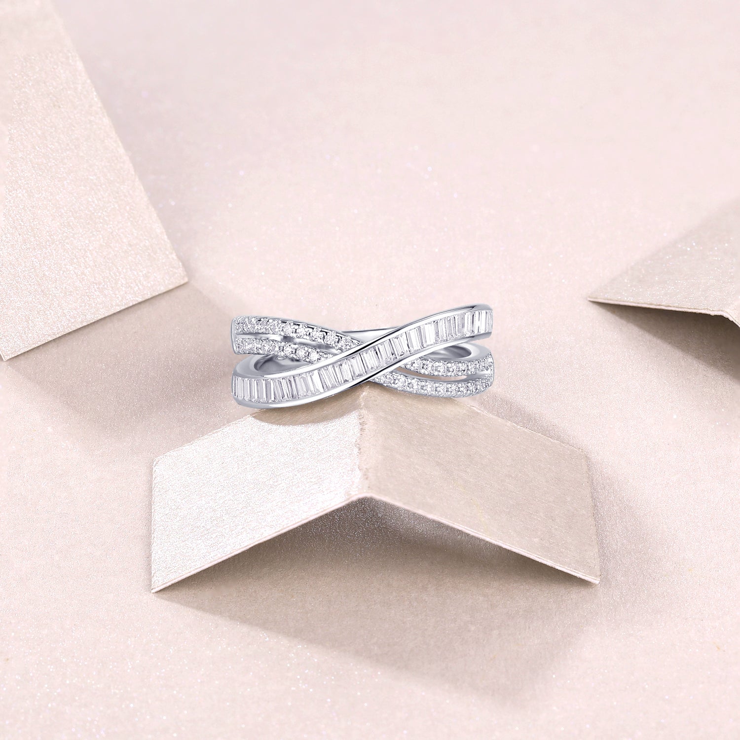 "Intersection" Moissanite Wedding Ring | Platinum Plated S925 💍💎