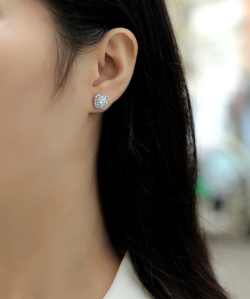 "Rose In The Heart" 1ct Moissanite Studs | Platinum Plated S925