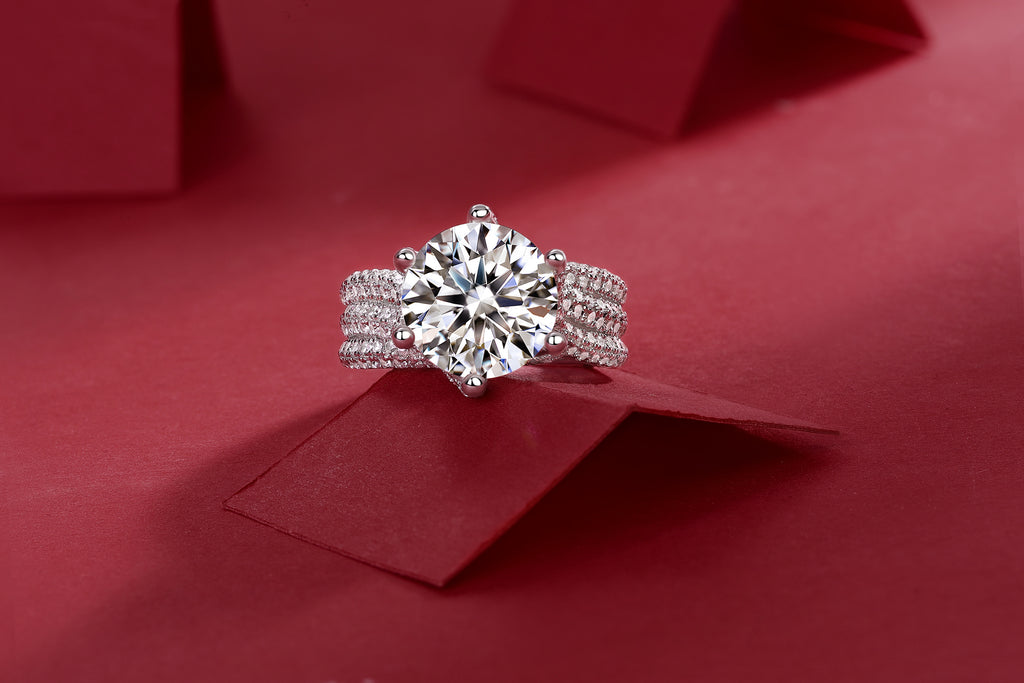 Eternal Vow - A Wedding Ring Set With 5-carat Top-quality Moissanite S925 Silver And Platinum-plated Diamond 💎