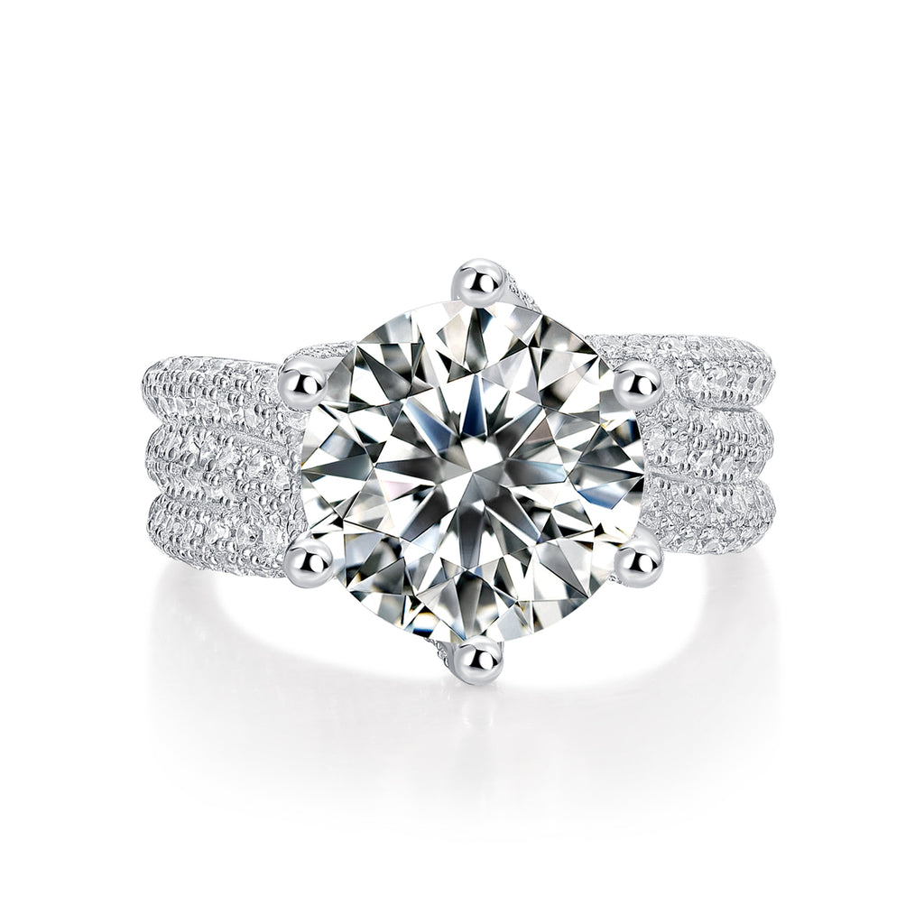 Eternal Vow - A Wedding Ring Set With 5-carat Top-quality Moissanite S925 Silver And Platinum-plated Diamond 💎
