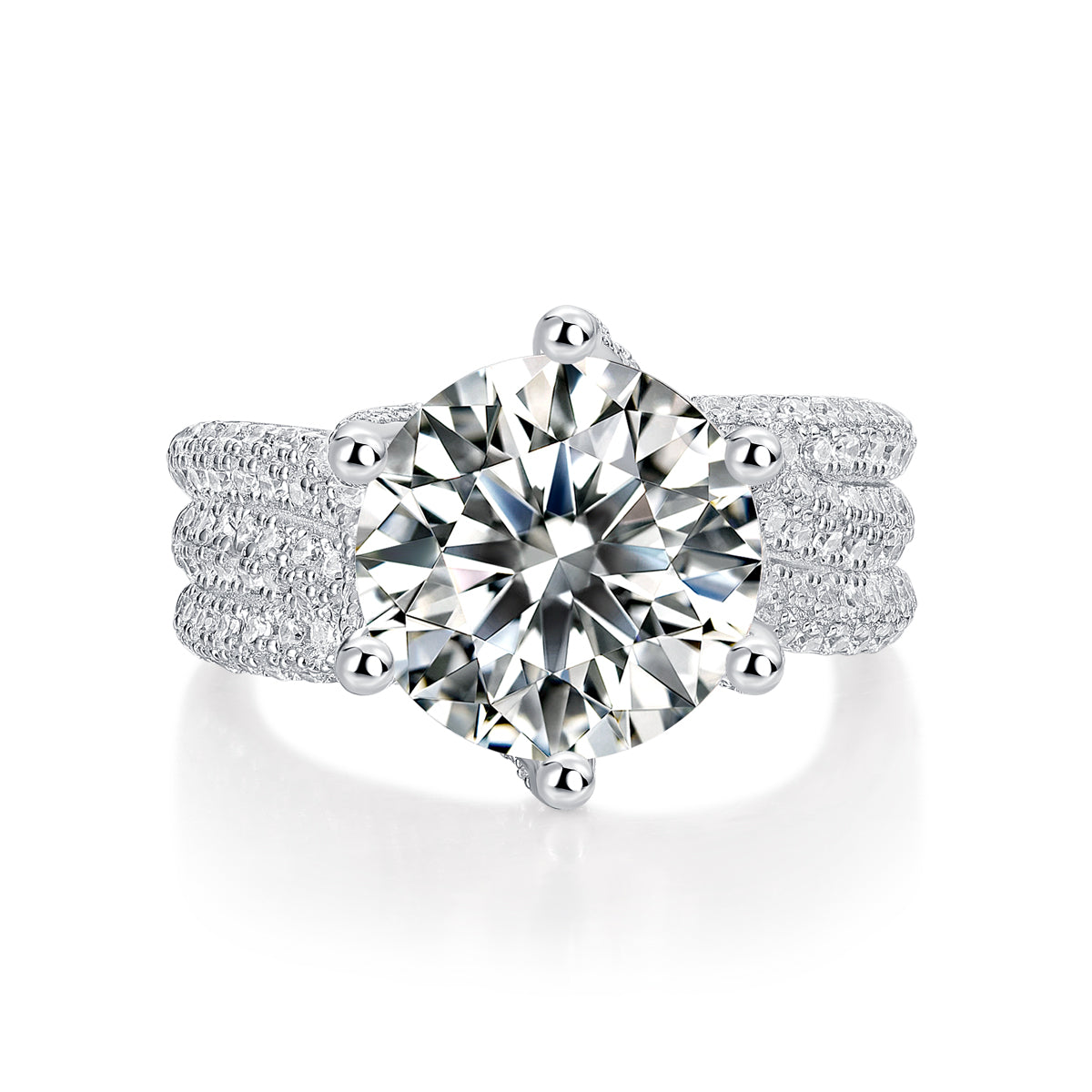 Eternal Vow - A Wedding Ring Set With 5-carat Top-quality Moissanite S925 Silver And Platinum-plated Diamond 💎