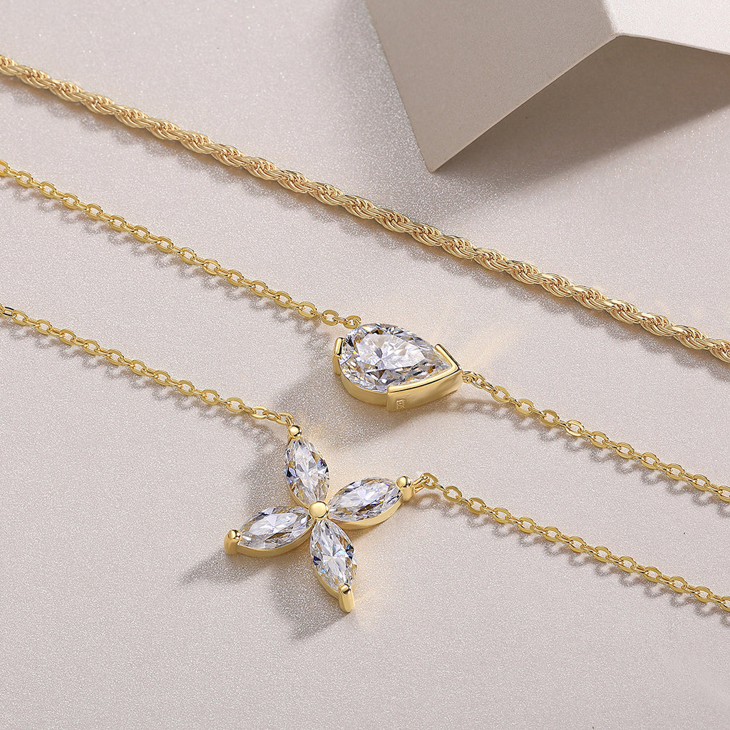 Pear-Cut Moissanite Gold Necklace | S925 Silver