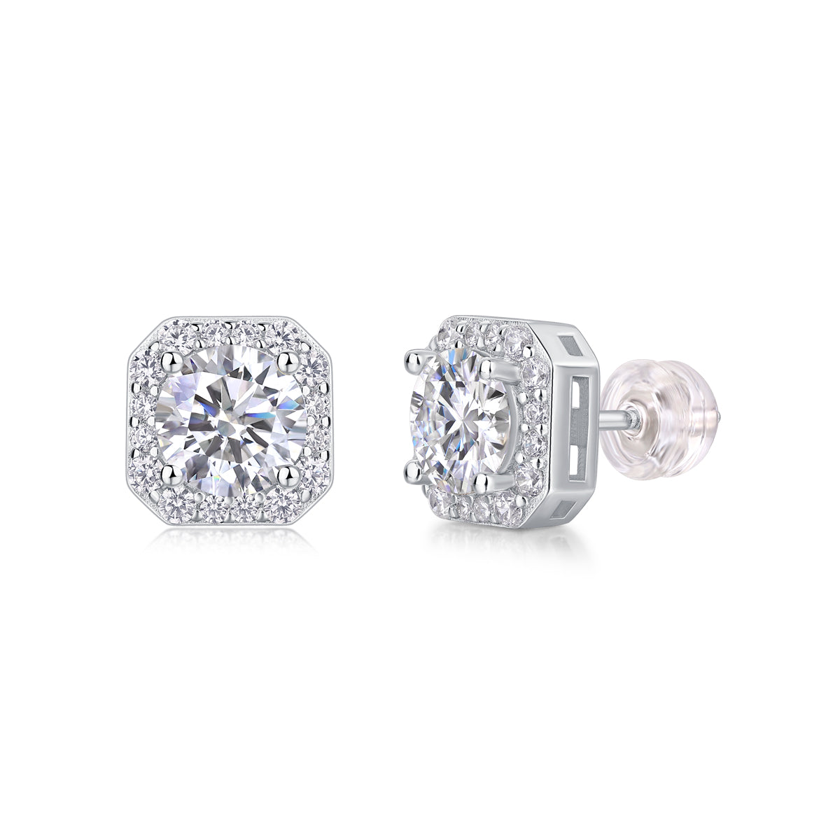 "Rose In The Heart" 1ct Moissanite Studs | Platinum Plated S925