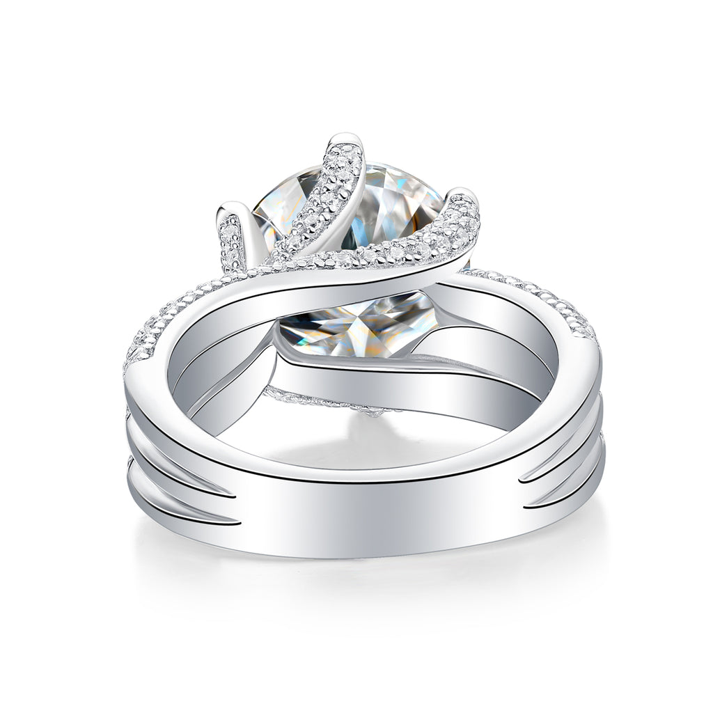 Eternal Vow - A Wedding Ring Set With 5-carat Top-quality Moissanite S925 Silver And Platinum-plated Diamond 💎