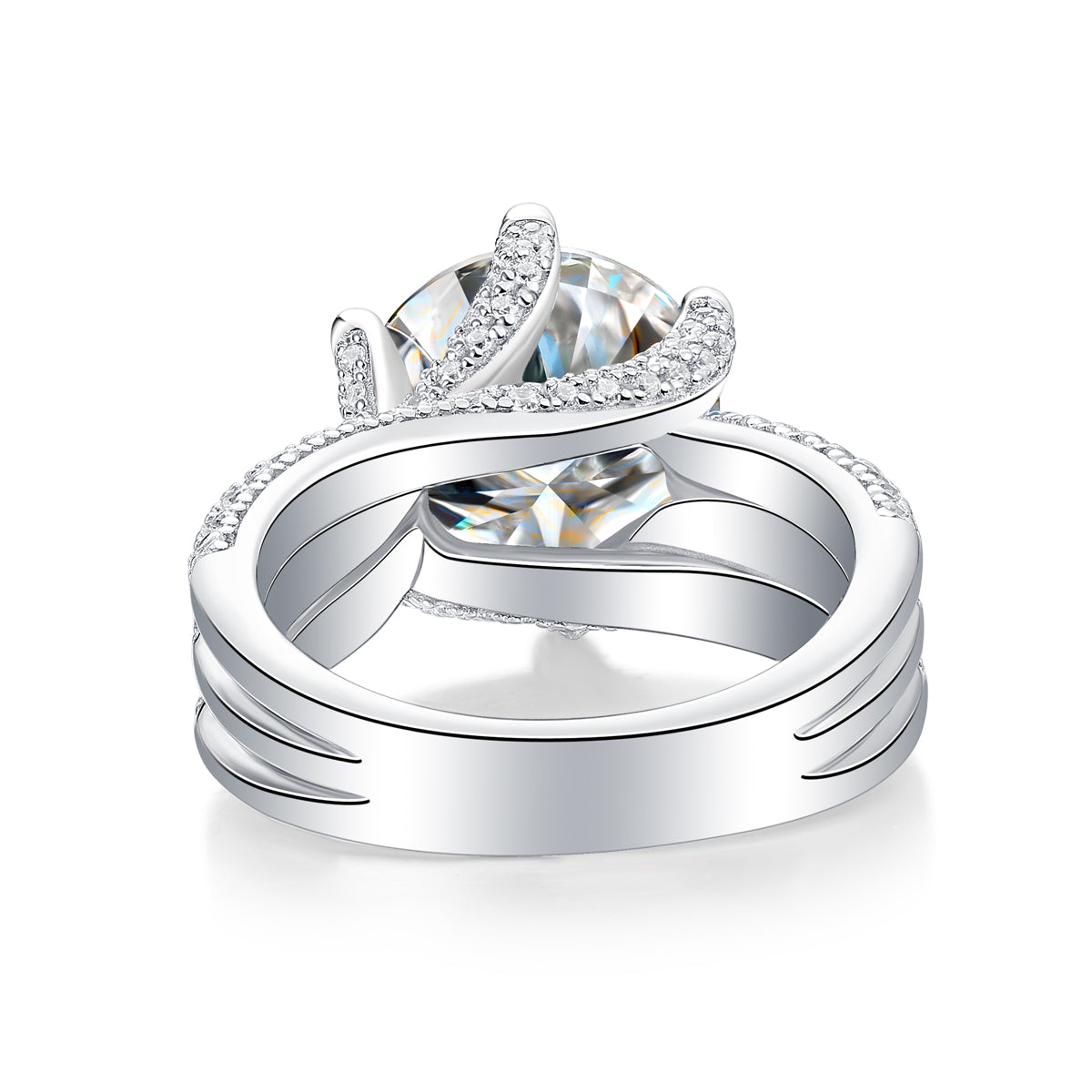 Eternal Vow - A Wedding Ring Set With 5-carat Top-quality Moissanite S925 Silver And Platinum-plated Diamond 💎