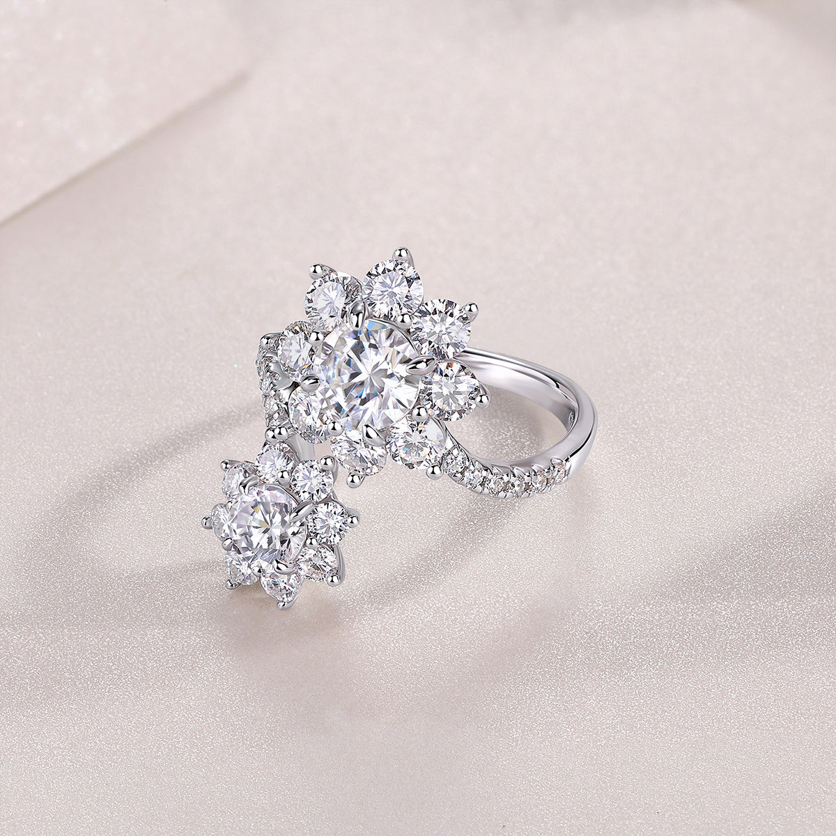 Petal Morning Dew" 1ct Moissanite Wedding Ring | Platinum Plated S925 Silver