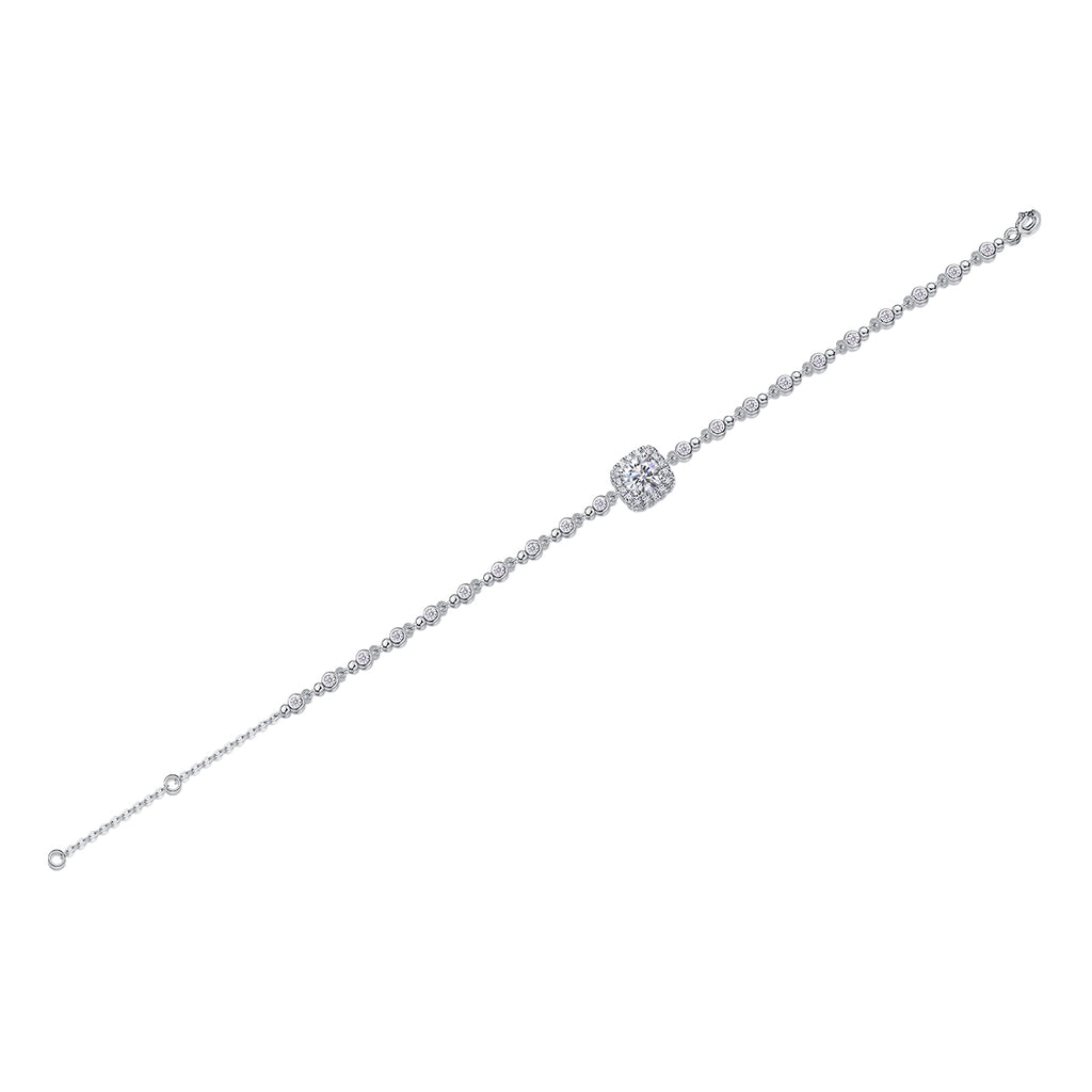 Luxurious And Fashionable Light Luxury Jewelry Silver Bracelet And Bracelet Set With Top-quality Moissanite, S925 Silver-plated Platinum