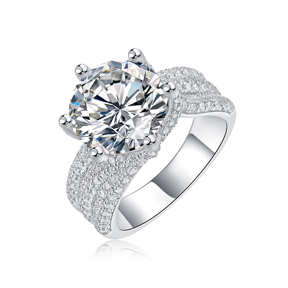 Eternal Vow - A Wedding Ring Set With 5-carat Top-quality Moissanite S925 Silver And Platinum-plated Diamond 💎