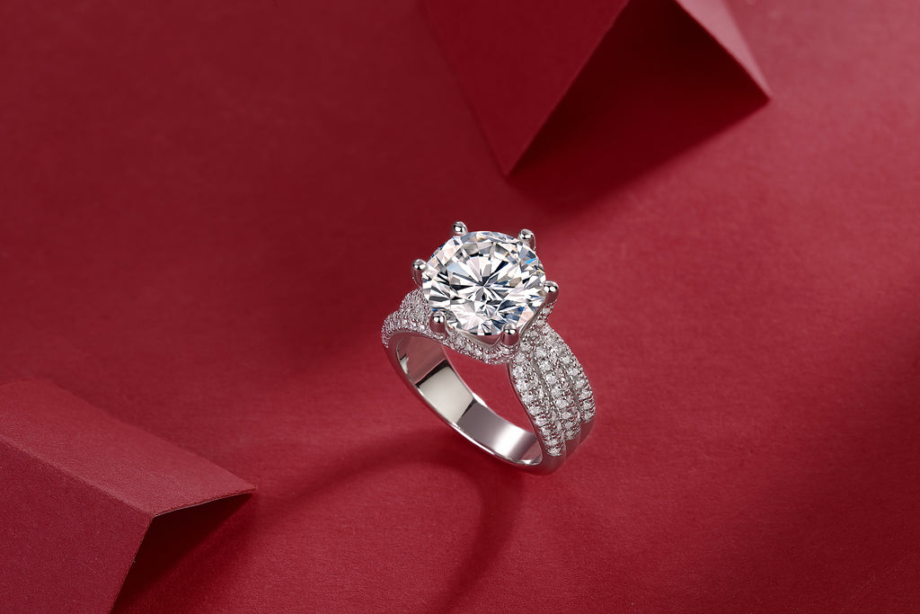 Eternal Vow - A Wedding Ring Set With 5-carat Top-quality Moissanite S925 Silver And Platinum-plated Diamond 💎