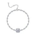 Luxurious And Fashionable Light Luxury Jewelry Silver Bracelet And Bracelet Set With Top-quality Moissanite, S925 Silver-plated Platinum