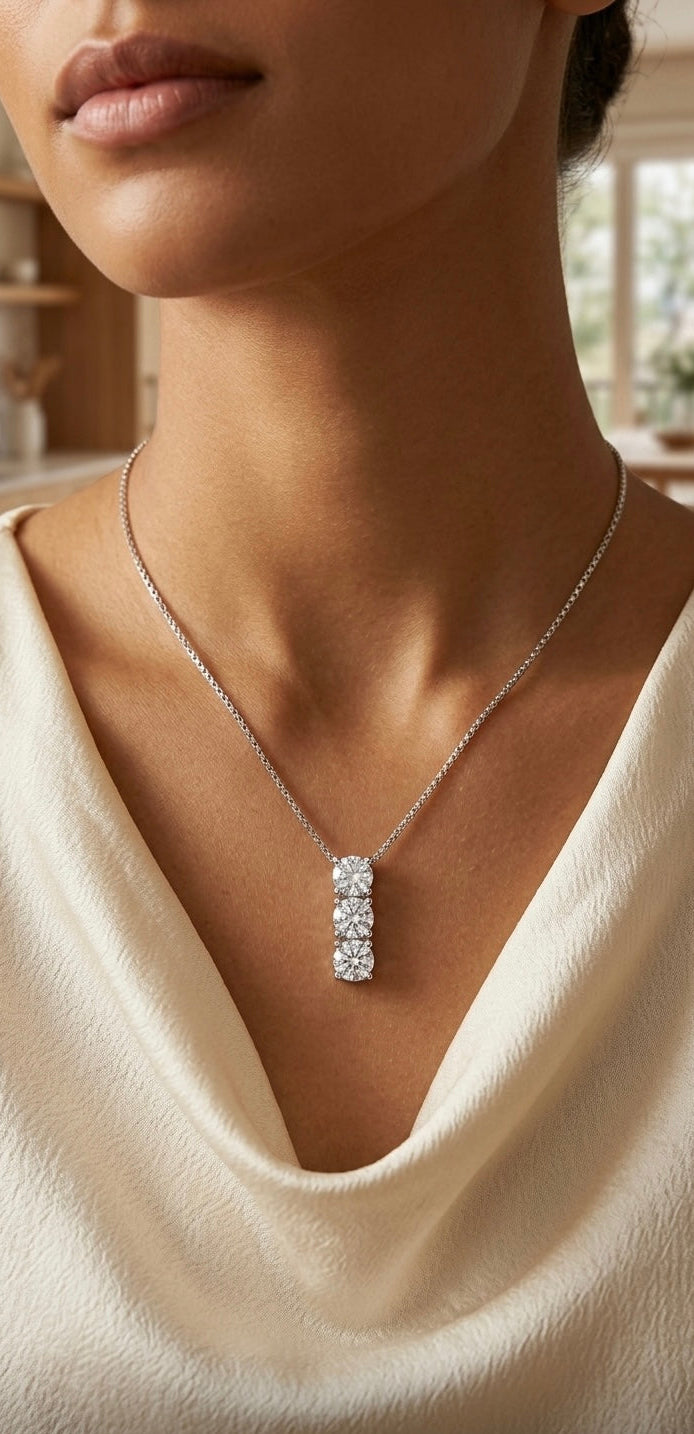 Fashionable Light Luxury Necklace Set with 0.05ct Premium Moissanite, Platinum-Plated S925 Silver