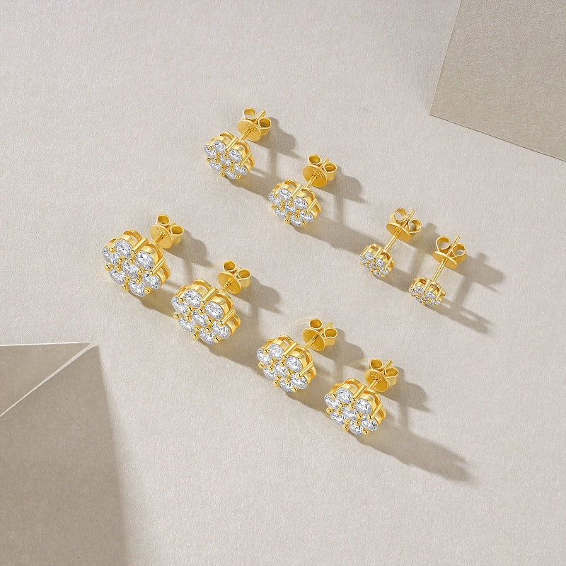 Top-quality Moissanite Luxury And Fashionable Light Luxury Jewelry Silver Stud Earrings S925 Silver Electroplated Gold