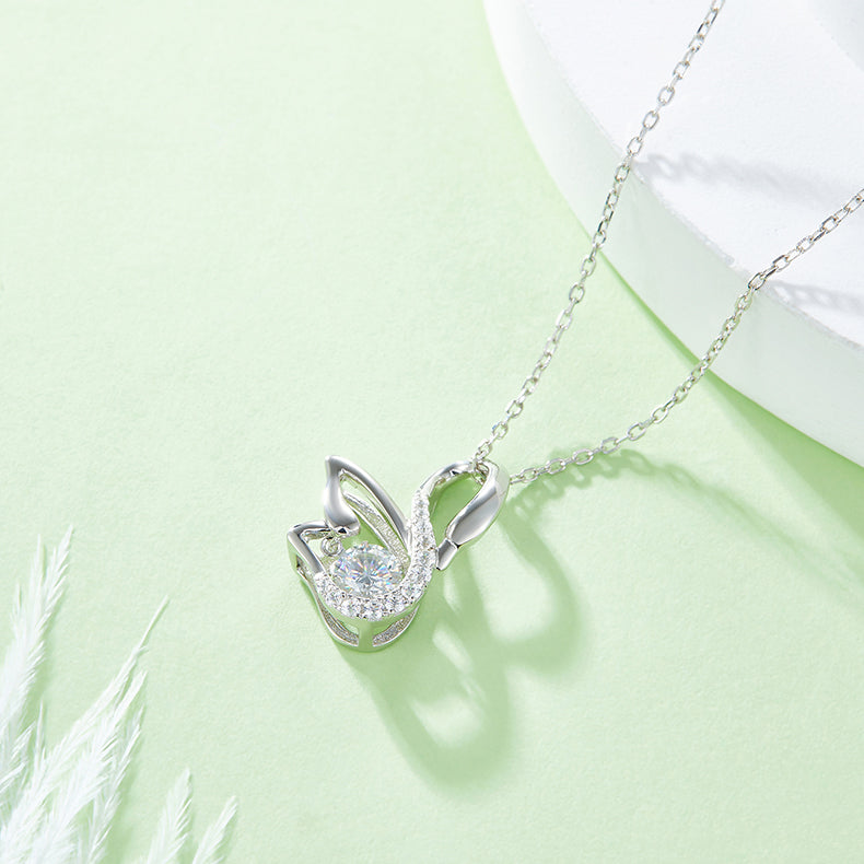 Luxury Moissanite & Platinum Plated S925 Pendant 🦢💎