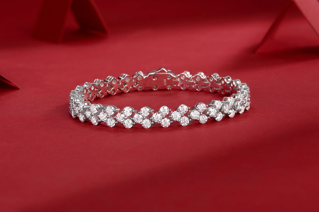 Fashionable Light Luxury Moissanite Bracelet | Platinum Plated S925 Silver
💎