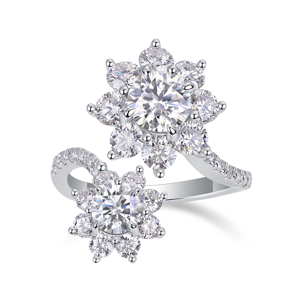 Petal Morning Dew" 1ct Moissanite Wedding Ring | Platinum Plated S925 Silver