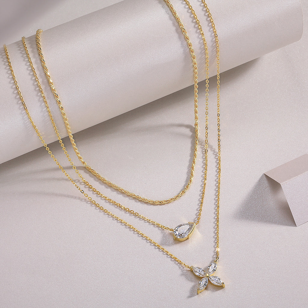 Pear-Cut Moissanite Gold Necklace | S925 Silver