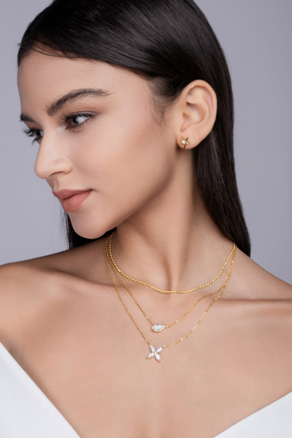 Pear-Cut Moissanite Gold Necklace | S925 Silver