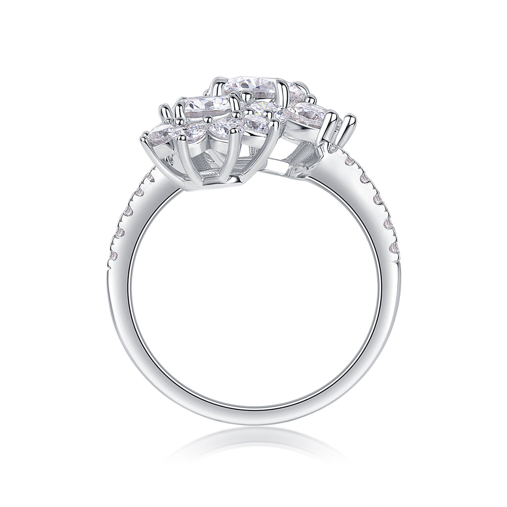 Petal Morning Dew" 1ct Moissanite Wedding Ring | Platinum Plated S925 Silver