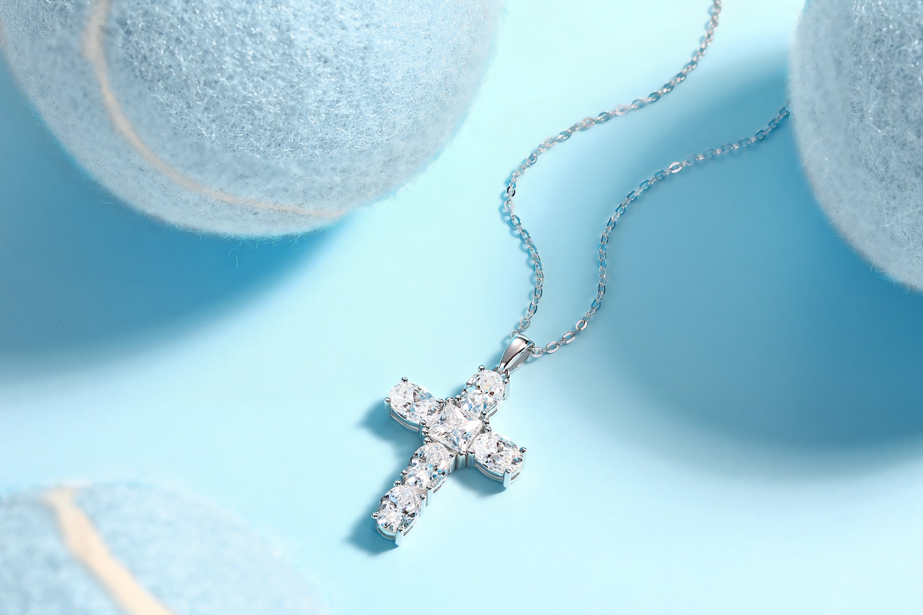 Eternal Faith – Moissanite Cross Necklace
A symbol of grace and brilliance. This elegant cross pendant is crafted with top-quality Moissanite stones, offering a stunning sparkle that stands the test of time.