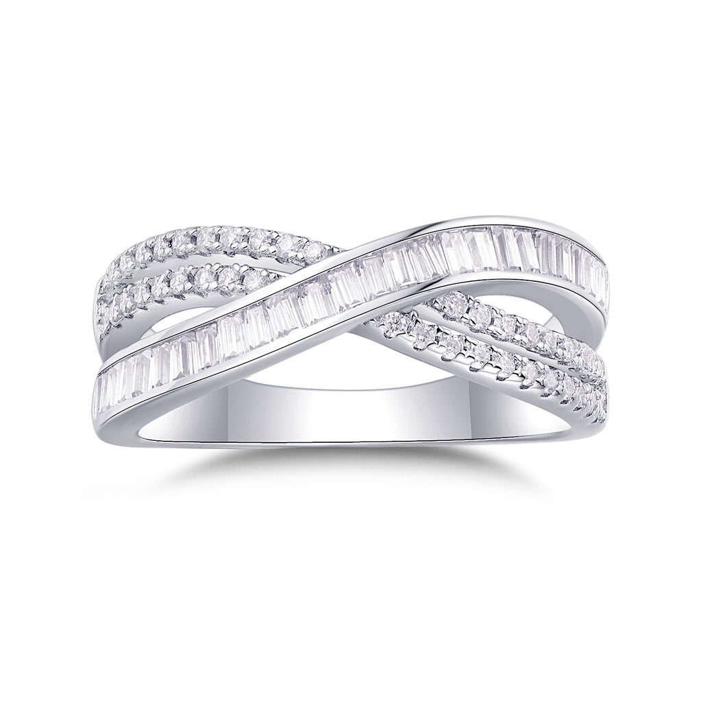 "Intersection" Moissanite Wedding Ring | Platinum Plated S925 💍💎