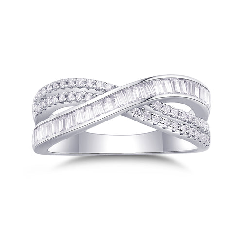 "Intersection" Moissanite Wedding Ring | Platinum Plated S925 💍💎