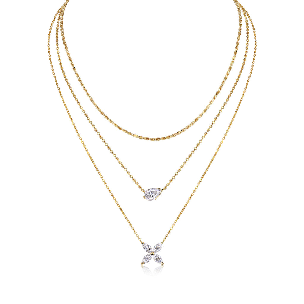 Pear-Cut Moissanite Gold Necklace | S925 Silver